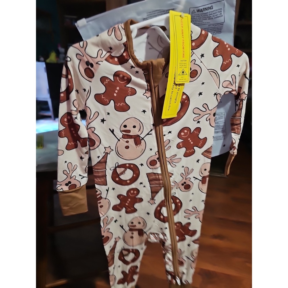 Gingerbread Deer Tan  Bamboo   Zippy Double Zipper 6 To 9   Months